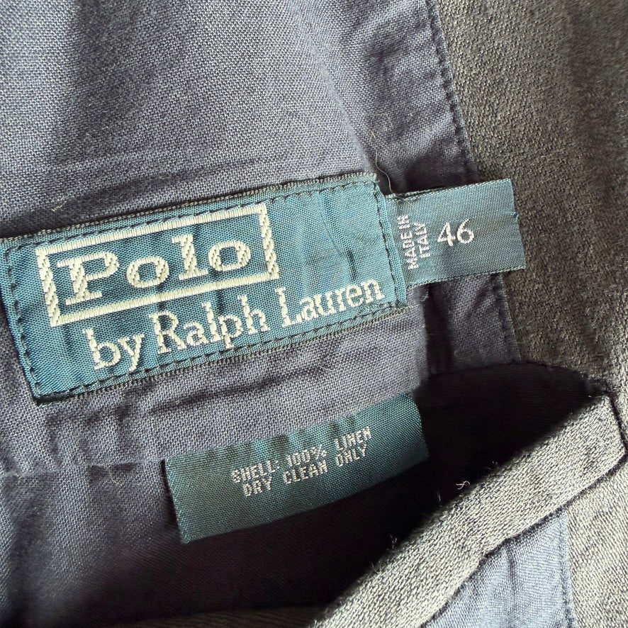 Polo Ralph Lauren (46 /46L) Half-Norfolk 100% Linen Slate Blue Sport Coat