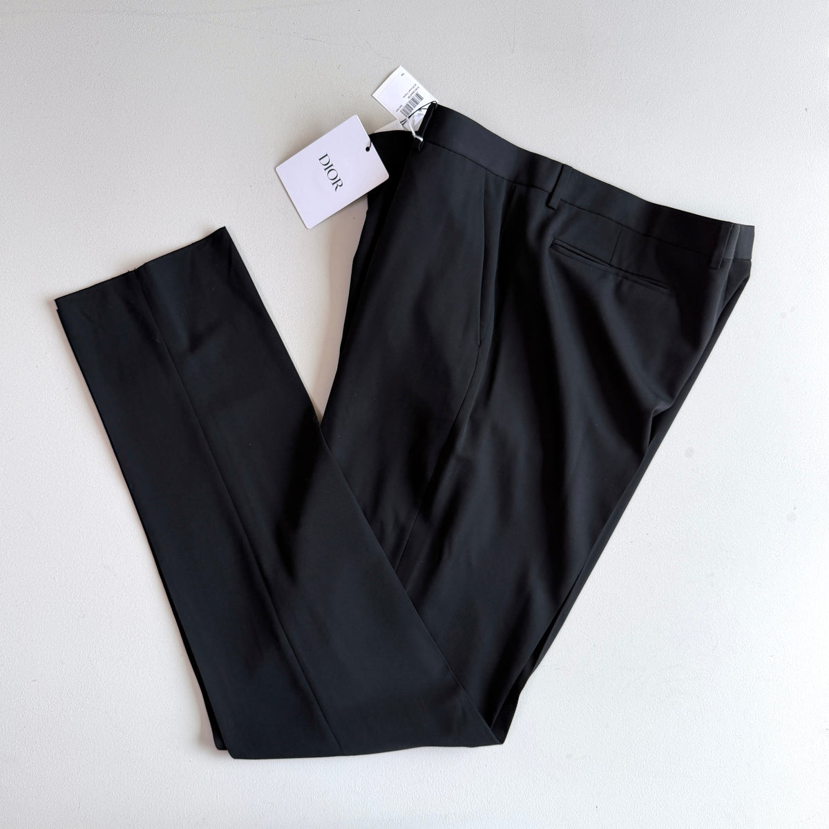 NWT Dior (56 /38W) Black 100% Wool Woven Tailored Pants