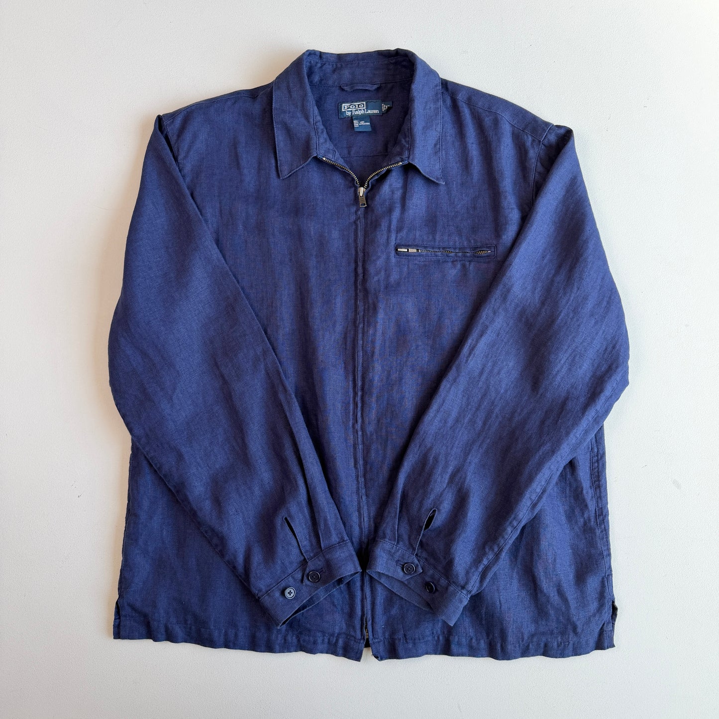 Polo Ralph Lauren (XL) 100% Linen Deep Blue Zip Jacket