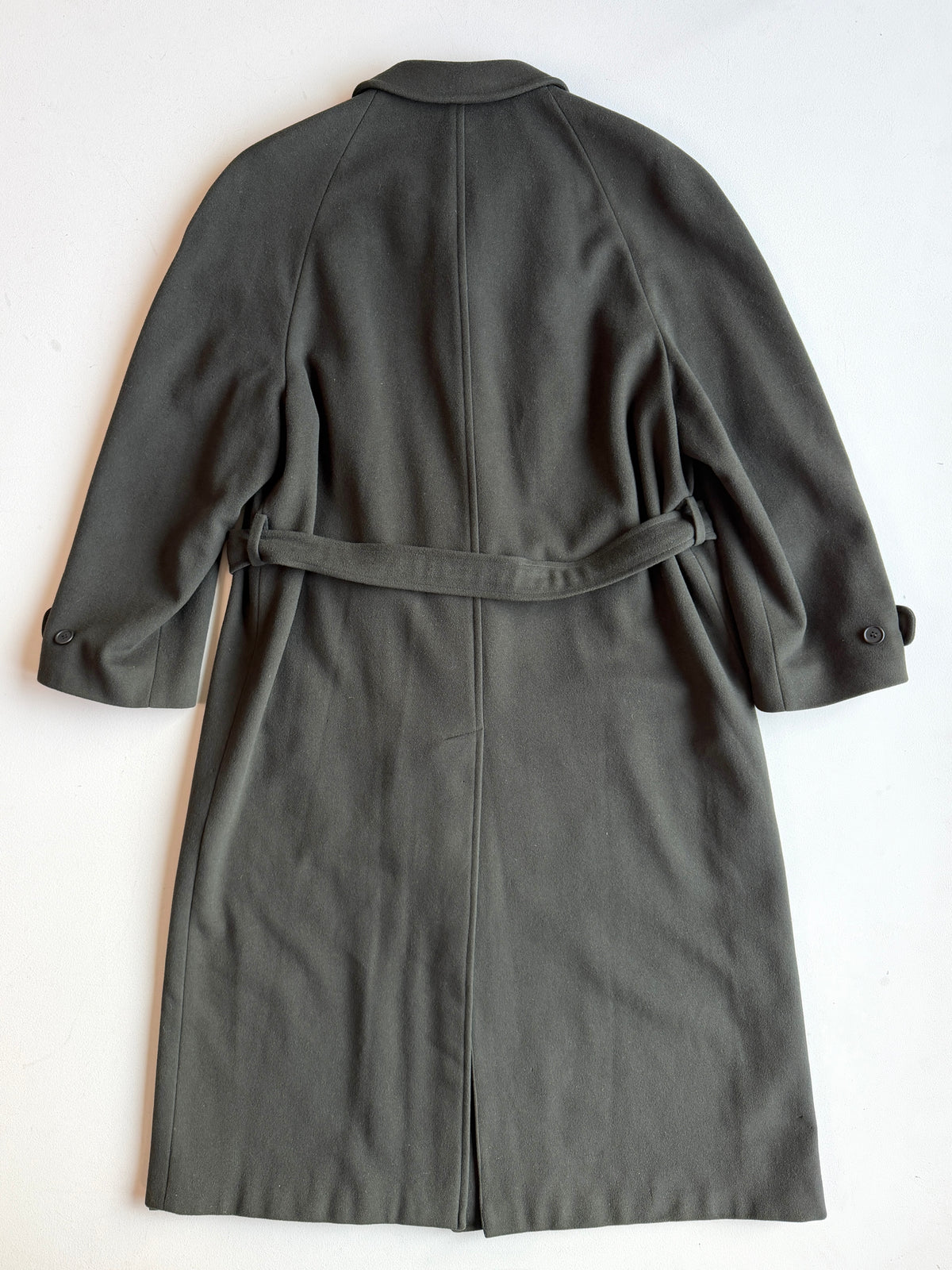 VNTG Giorgio Armani (38) Forest Green Wool/Cashmere Belted Balmacaan Overcoat
