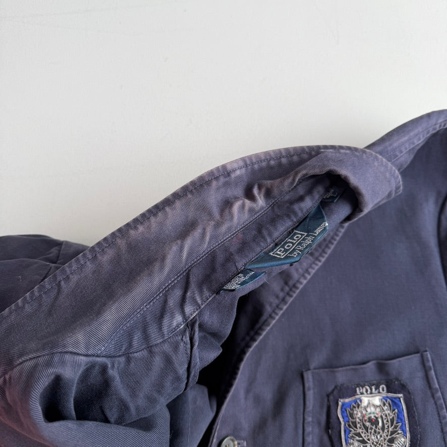 VNTG Polo Ralph Lauren (L / XL) Crest Navy Blue Cotton Twill Sport Coat