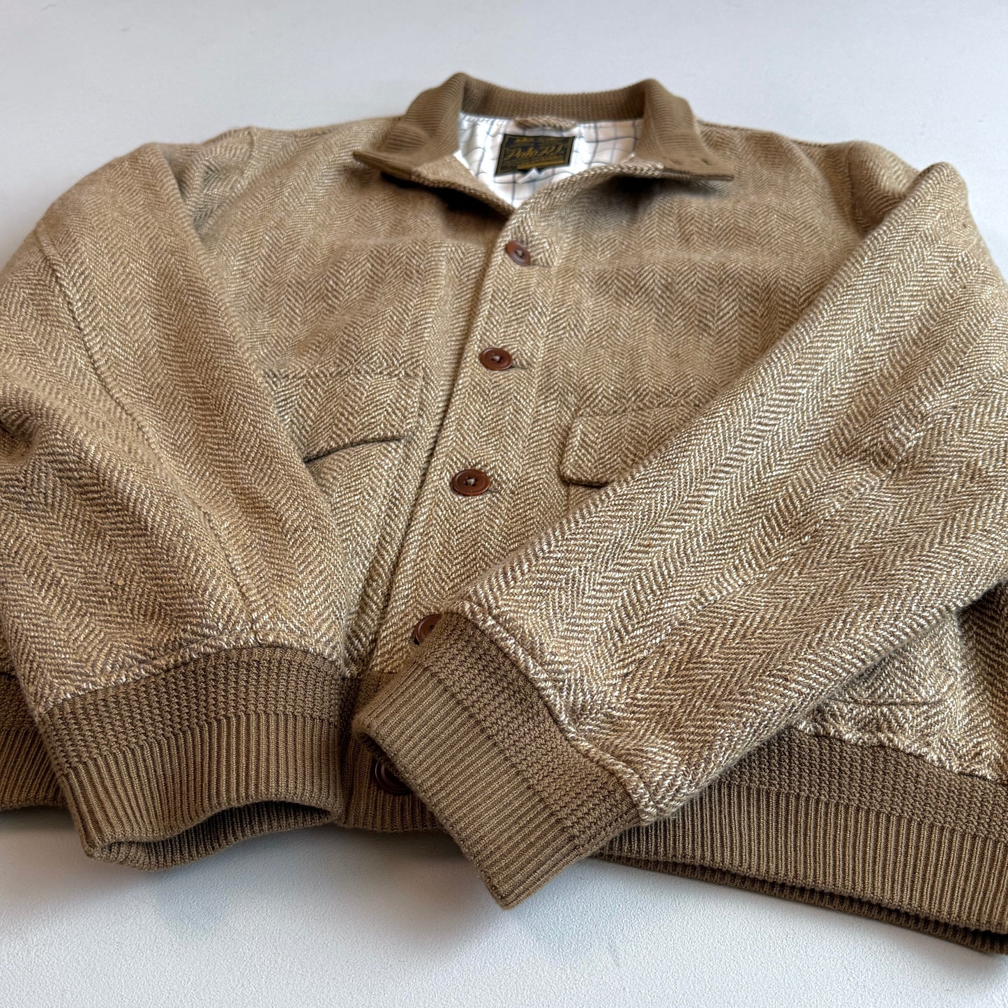 Polo Ralph Lauren (XL) Linen/Silk/Wool Tweed Beige Bomber-Style Jacket