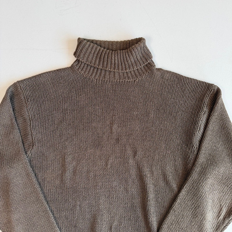VNTG Polo Ralph Lauren (XL) Linen/Cotton Cedar Brown Turtleneck Sweater