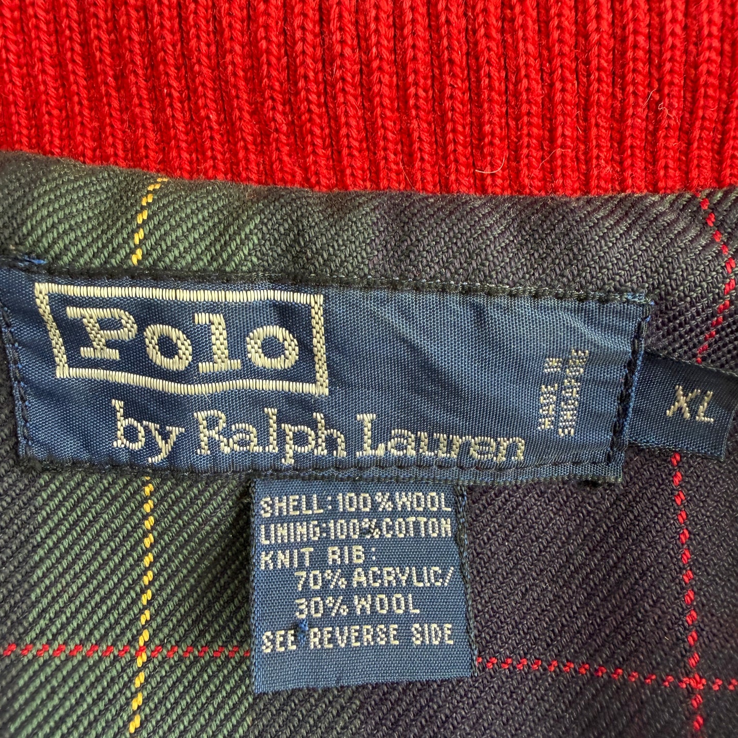 VNTG Polo Ralph Lauren (XL) Fire Engine Red Wool Raglan Sleeve Jacket