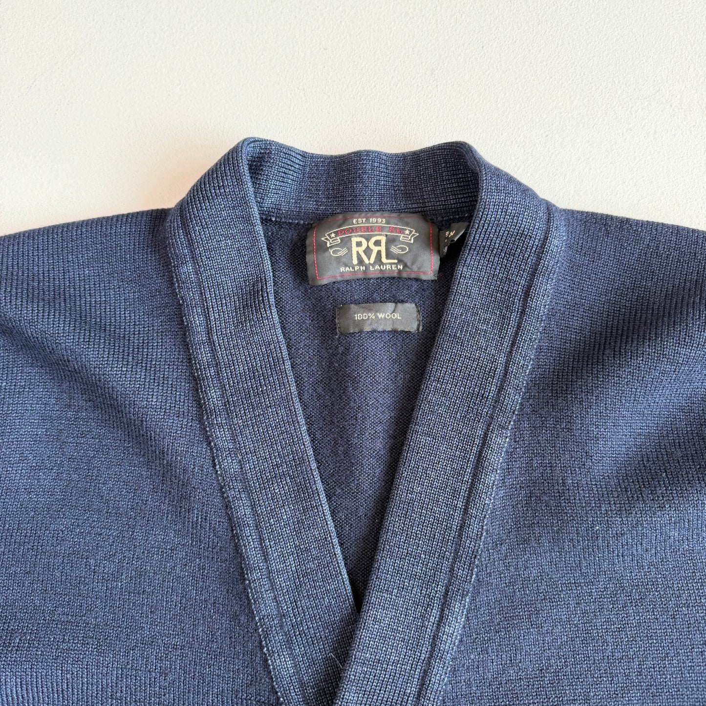 RRL Ralph Lauren (M) Indigo-Dyed Blue 100% Wool Cardigan Sweater