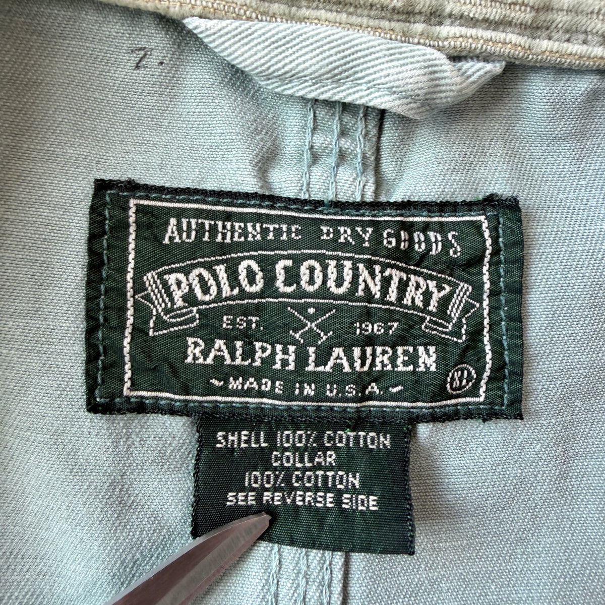 VNTG Ralph Lauren Polo Country (XL) Mint Green Cotton Twill Trucker Jacket