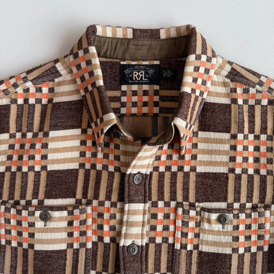 RRL Ralph Lauren (M) Cody Jacquard Cotton Brown/Orange Heritage Work Shirt (Copy)
