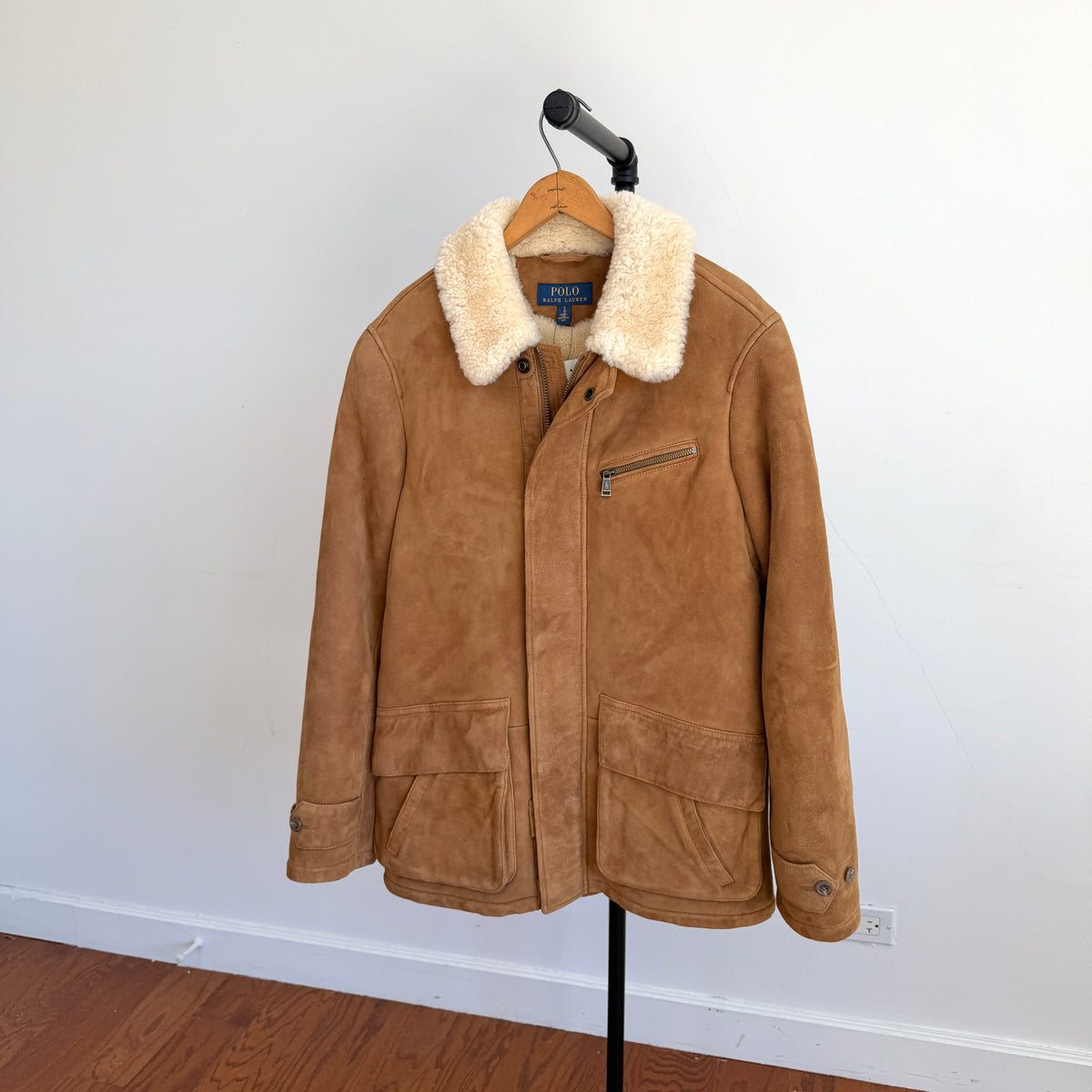 NWT Polo Ralph Lauren (S) Shearling Lamb Suede Leather Car Coat