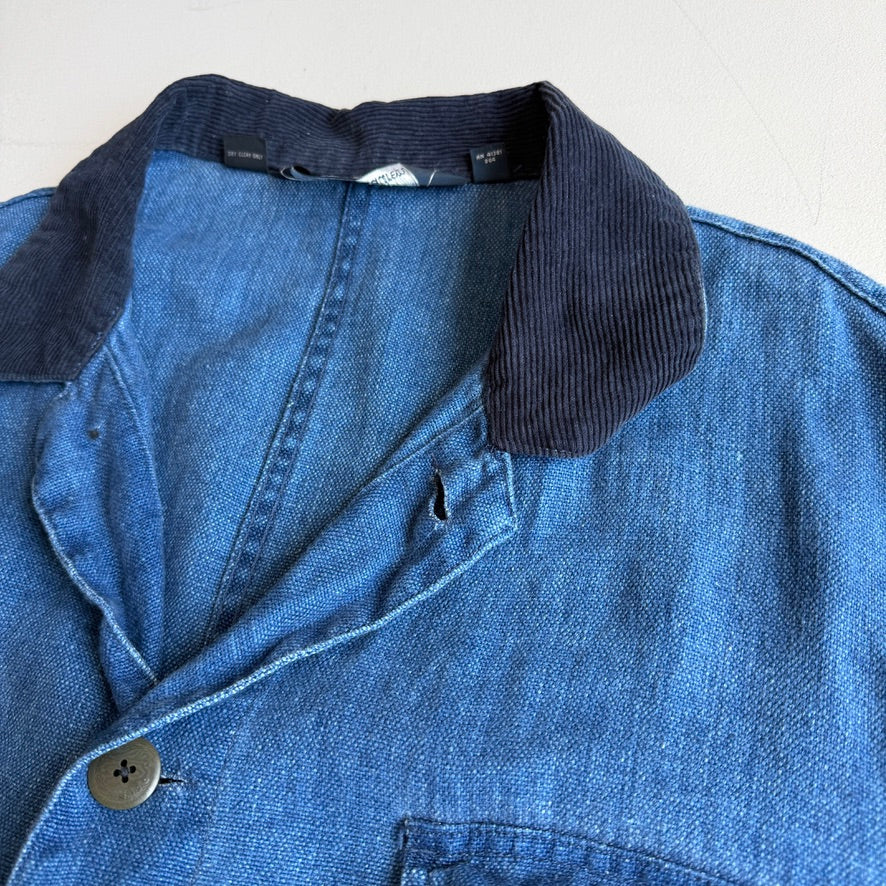 VNTG Polo Ralph Lauren (L) 100% Linen "bleu de travail" Indigo Chore Workwear Coat