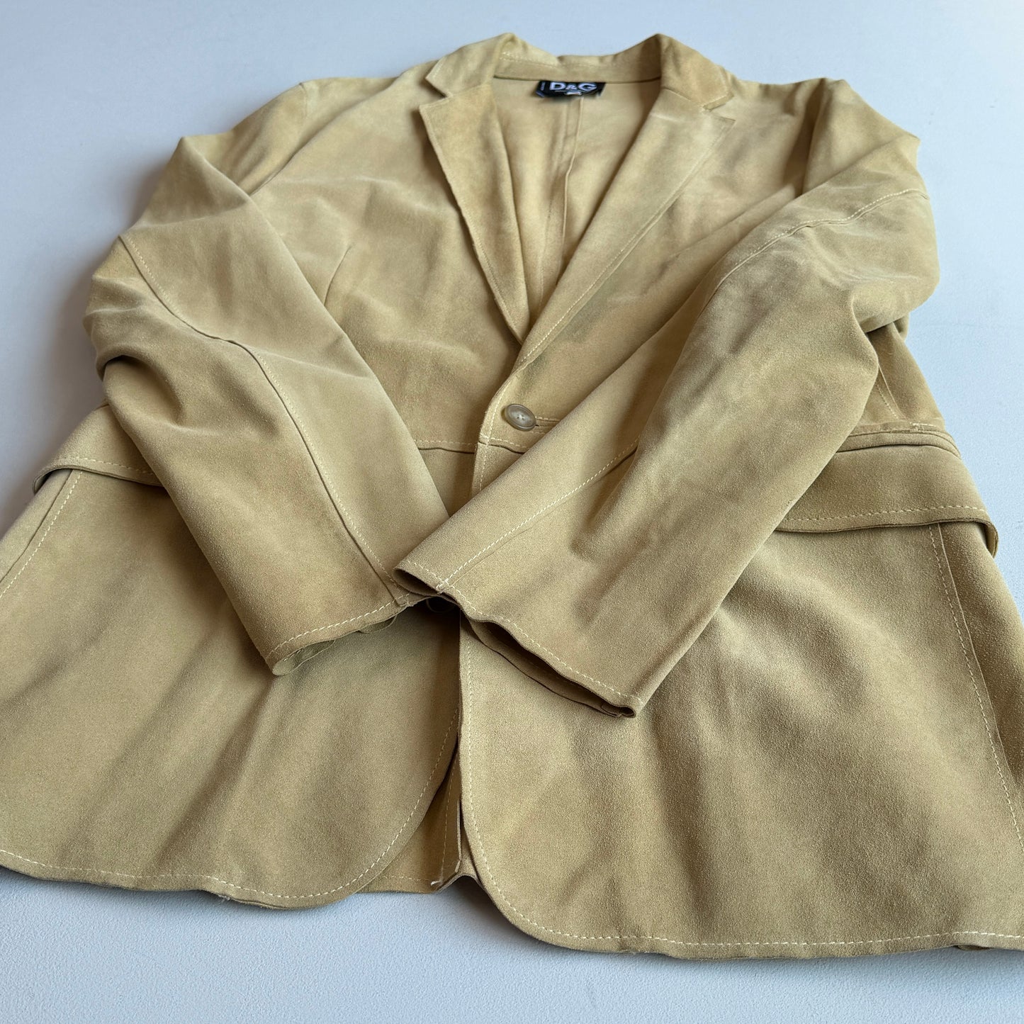 Dolce & Gabbana (48IT) Suede Leather Single Button Golden Yellow Sport Coat
