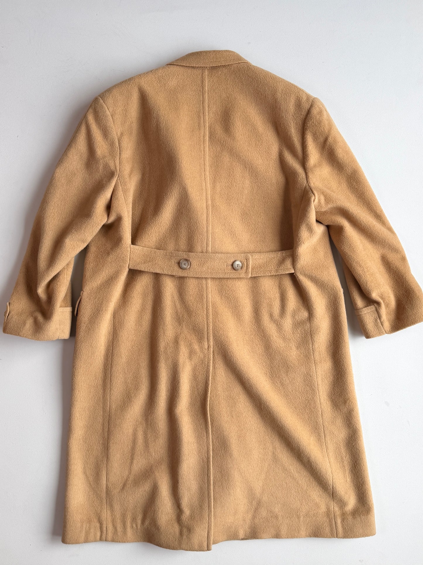 VNTG Ralph Lauren Chaps (46) Camel Wool Double Breasted Half-Belt Overcoat