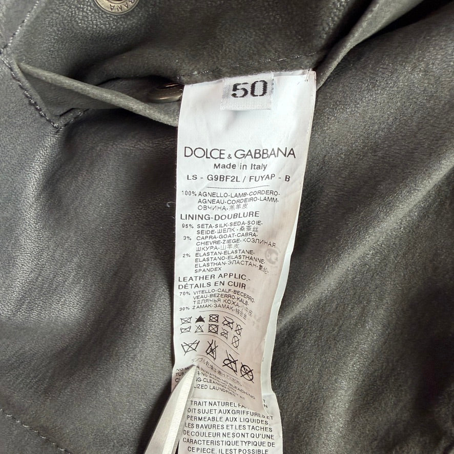 Dolce & Gabbana (50IT) Thin/Skived Lamb Leather Lined Cafe Racer Jacket