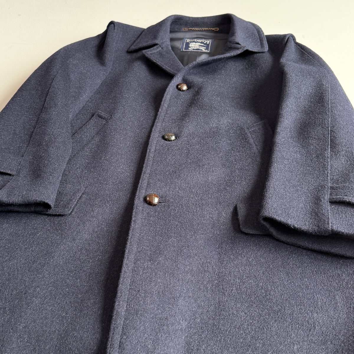 VNTG Burberry (40/ 50IT) Loden-Style MADE IN AUSTRIA Wool Navy Blue Overcoat