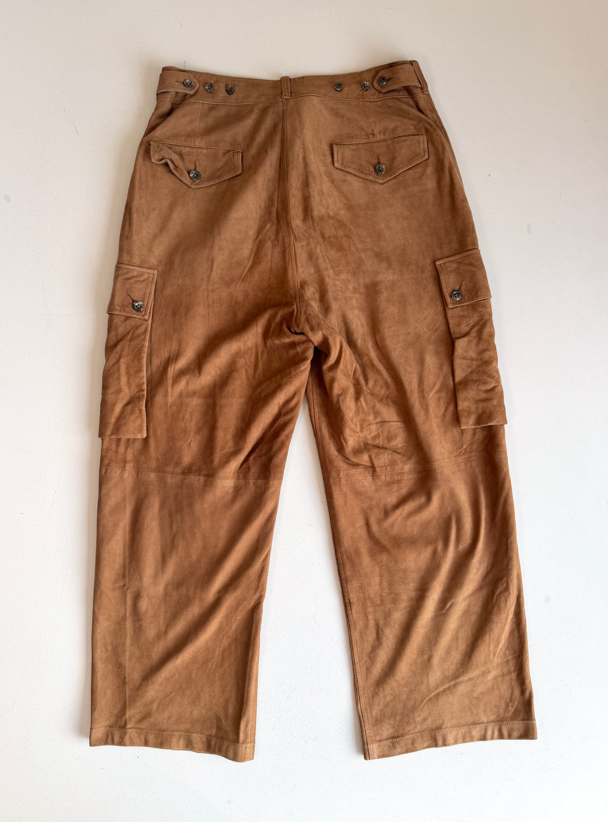 Polo Ralph Lauren (34x30) Suede Leather Tawny Brown High Waist Cargo Pants
