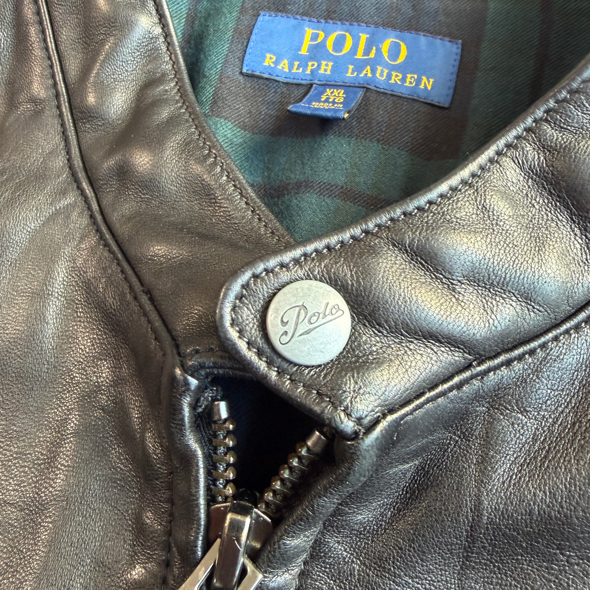 Polo Ralph Lauren (2XL) Midnight Brown Sheep Leather Cafe Racer Motorcycle Jacket