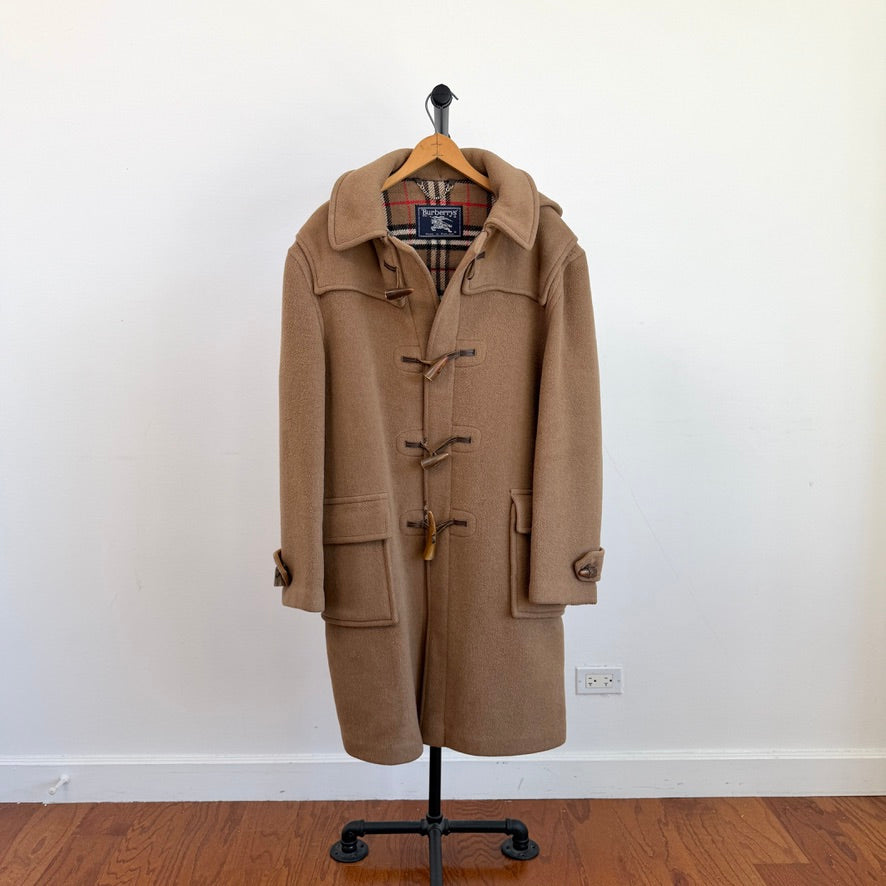 VNTG Burberry London (48) 100% Wool Brown Nova Check Duffle Coat