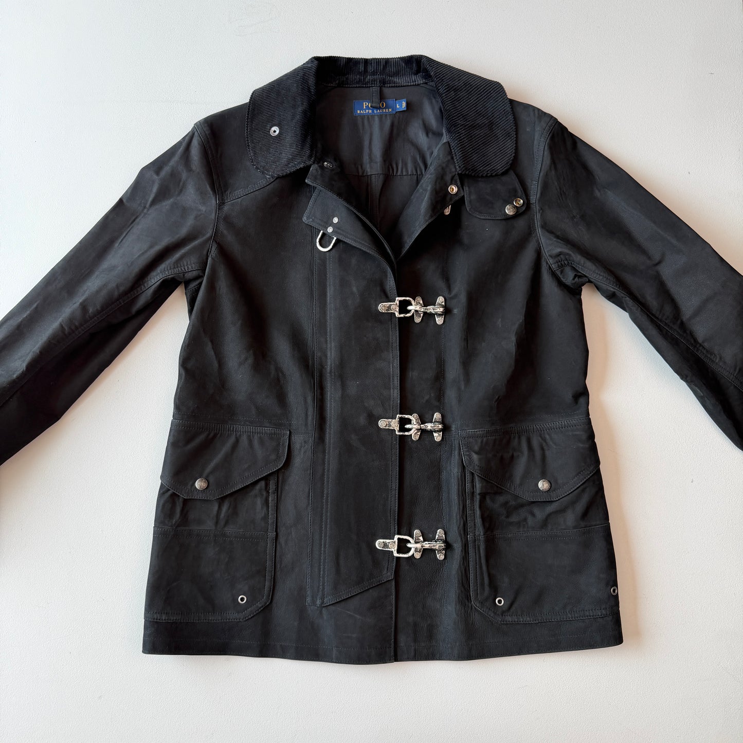 Polo Ralph Lauren (L) Leather Fireman Lobester Claw Coat