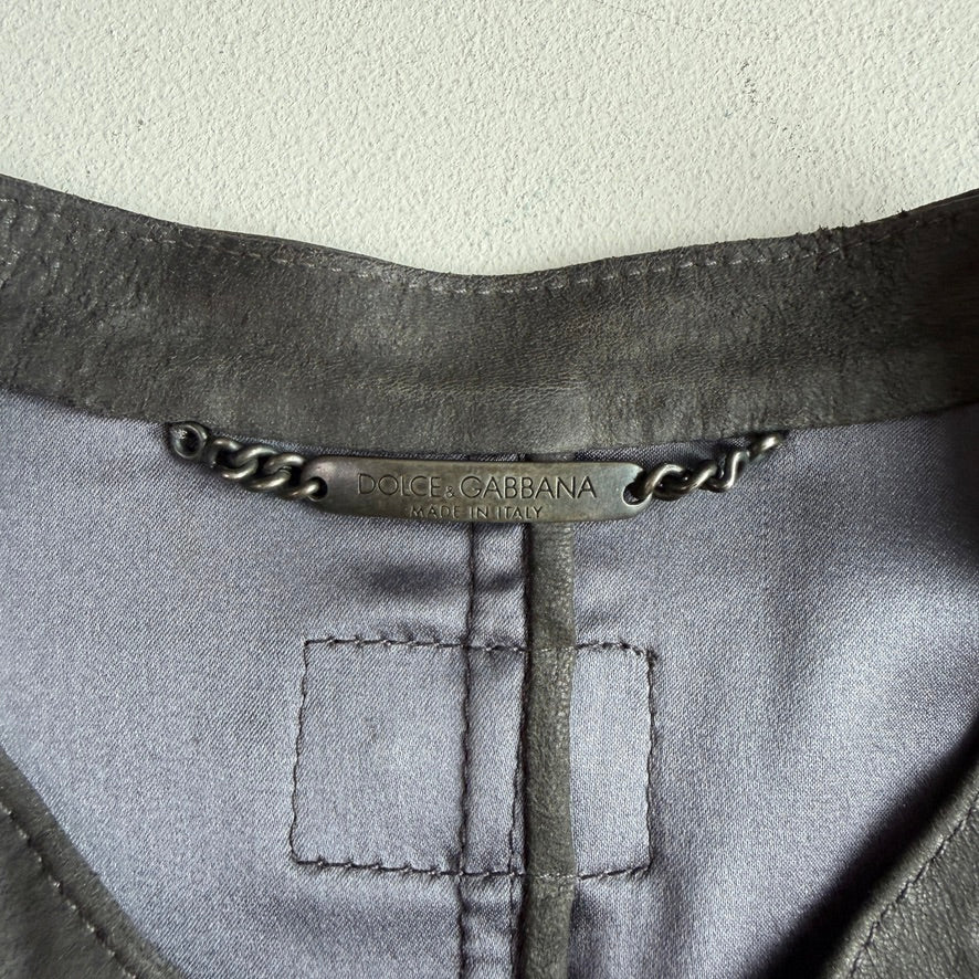Dolce & Gabbana (50IT) Thin/Skived Lamb Leather Lined Cafe Racer Jacket