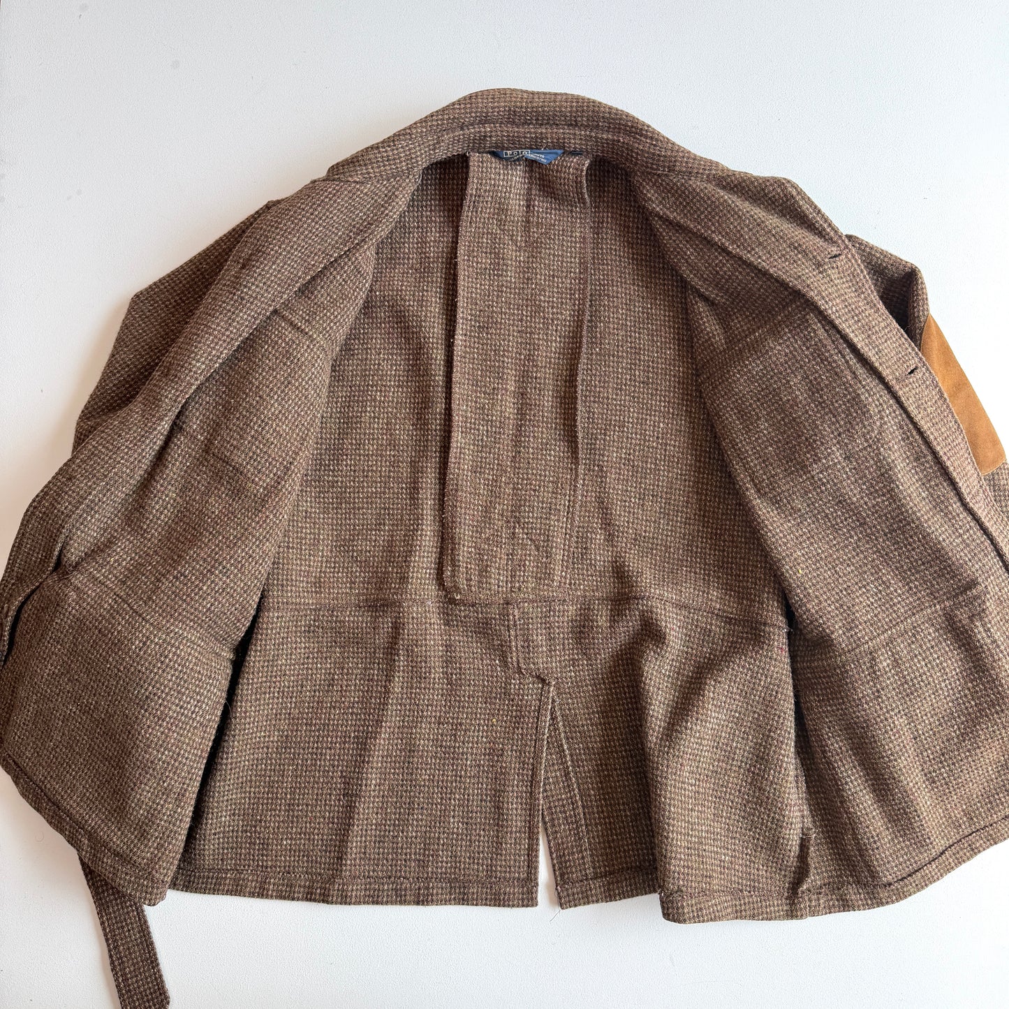 VNTG Polo Ralph Lauren (XL) Norfolk Wool Tweed Belted Melange Jacket Coat