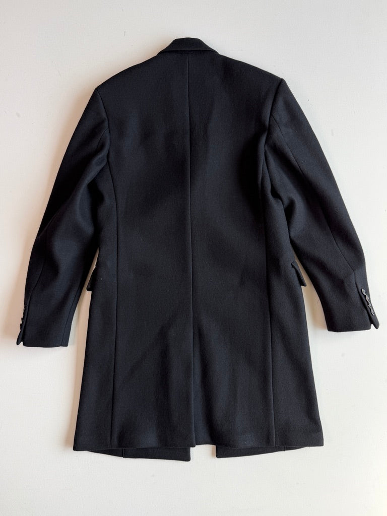 NWT Dolce & Gabbana (50IT / 40R) Black Wool Blend Peak Lapel Topcoat