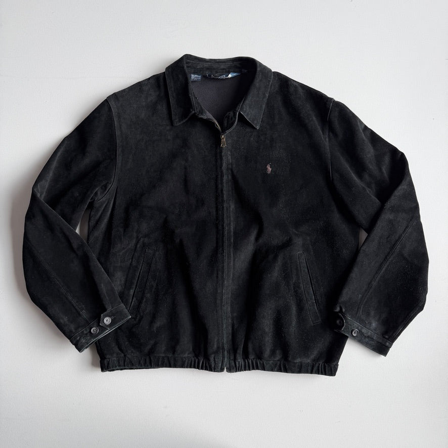 Polo Ralph Lauren (XL) Suede Leather Black Fleece-Lined Jacket