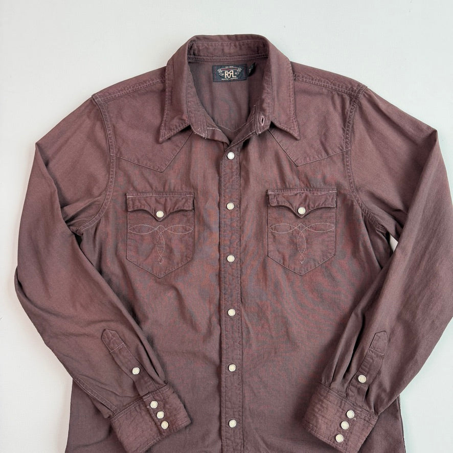 RRL Ralph Lauren (L) Plum Pearl Snap Dyed Western Shirt