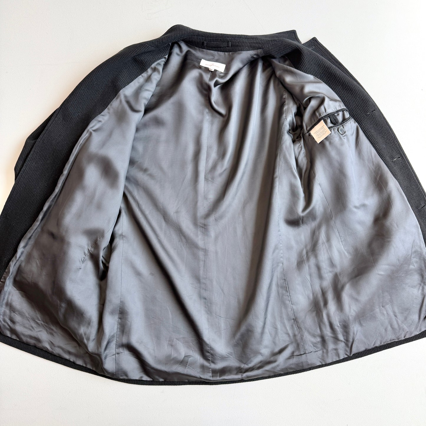 Ermenegildo Zegna (L / 52IT) Cotton/Wool Ribbed Off-Black Car Coat