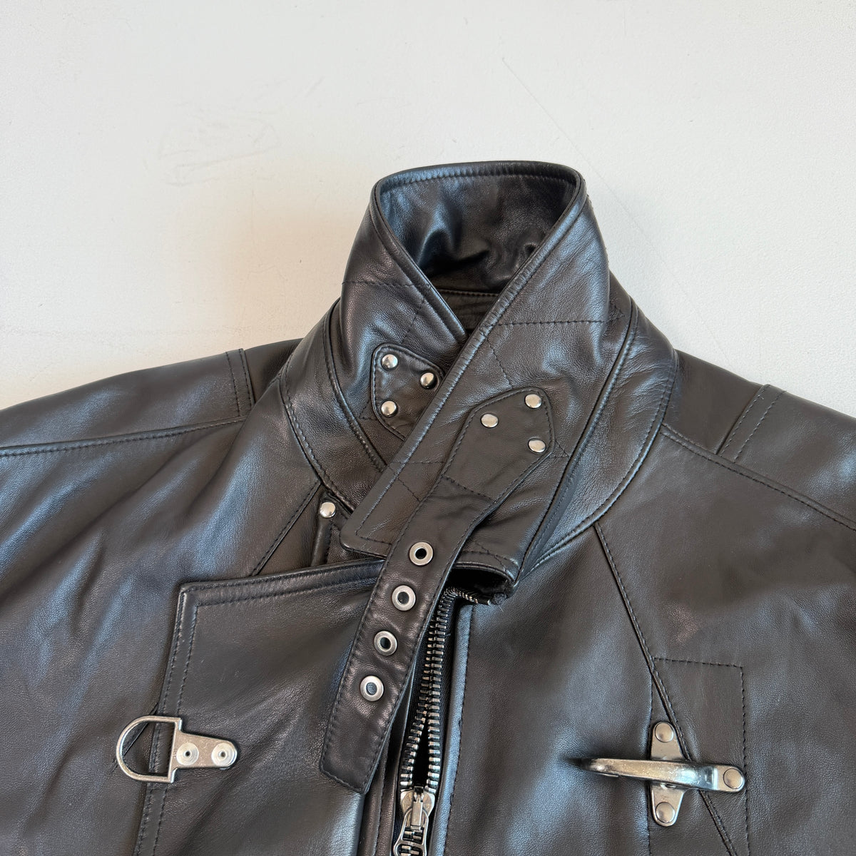 Ralph Lauren RLX (XL) Glove-Soft Leather Fireman Clasp Black Jacket