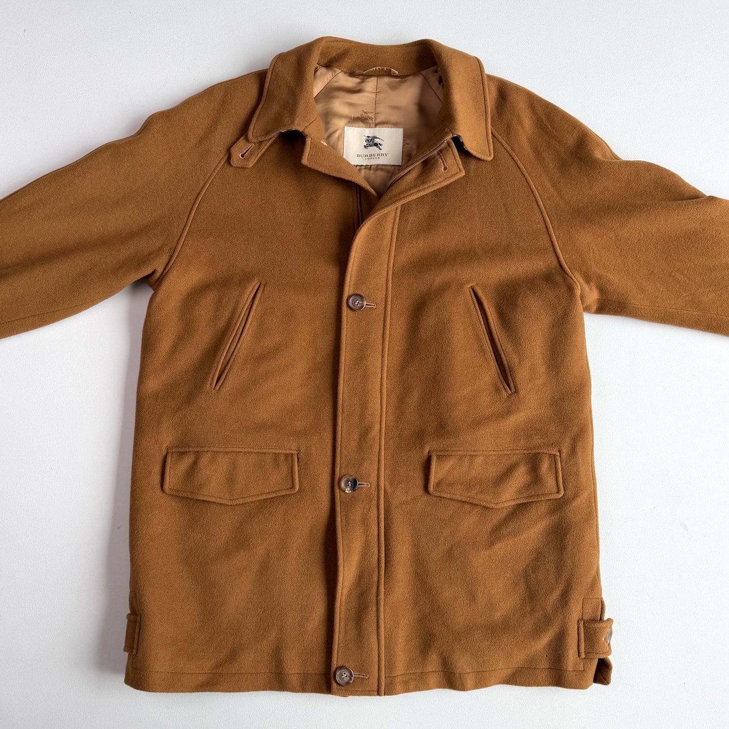 Burberry (L) 100% Cashmere Raglan Tawny Brown Balmacaan Coat