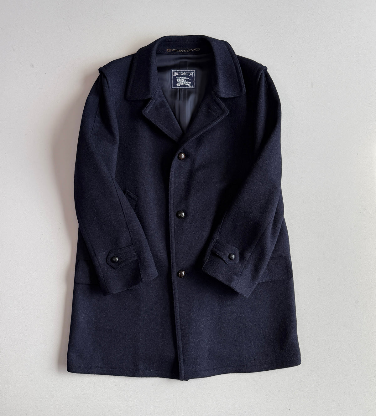 VNTG Burberry (40/ 50IT) Loden-Style MADE IN AUSTRIA Wool Navy Blue Overcoat