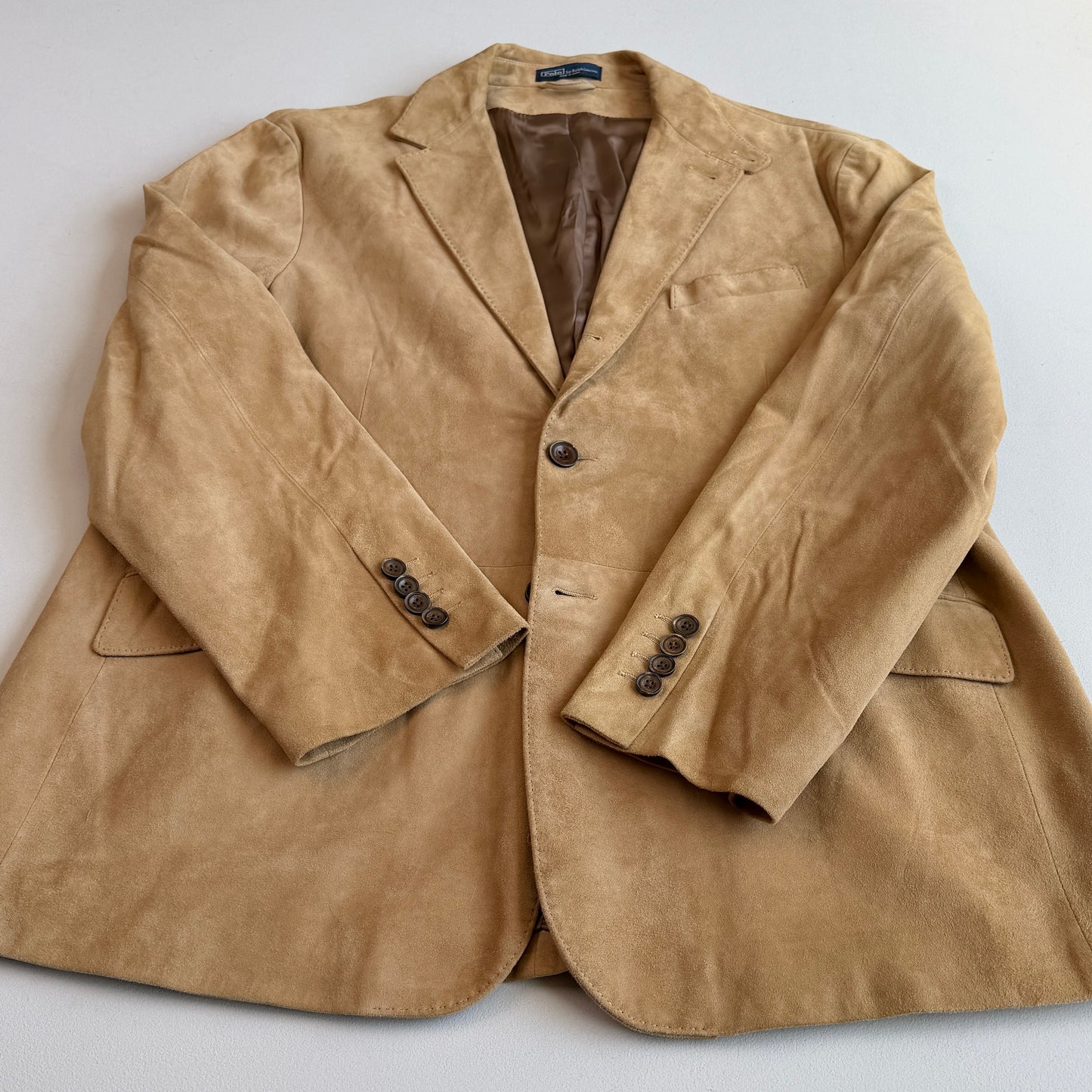Polo Ralph Lauren (XL) Hacking Equestrian Suede Leather Tan Sports Jacket Coat