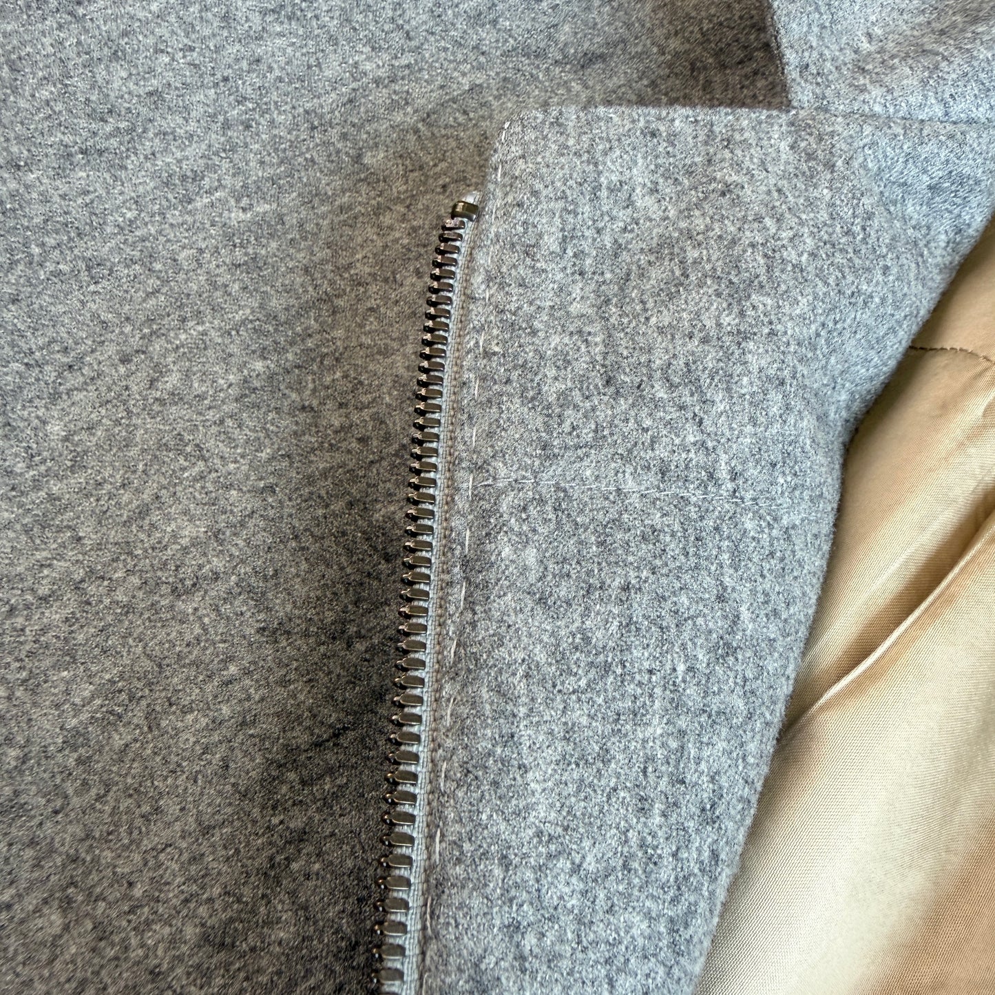 Brunello Cucinelli (50) Sport-Coat Style Brushed Wool Cashmere Zip Peacoat