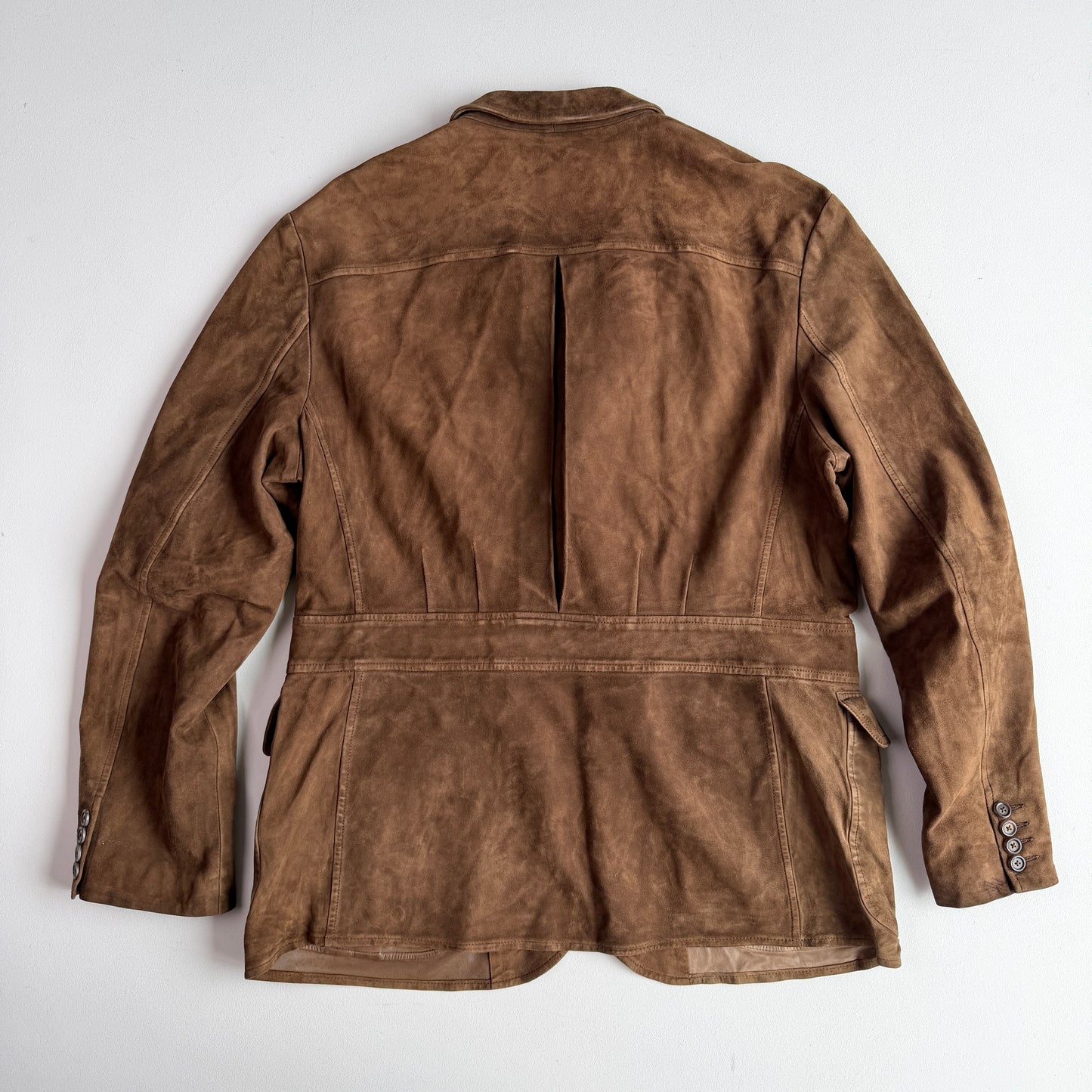 Polo Ralph Lauren (46R) Half-Norfolk Reverse Suede Leather Brown Sport Coat