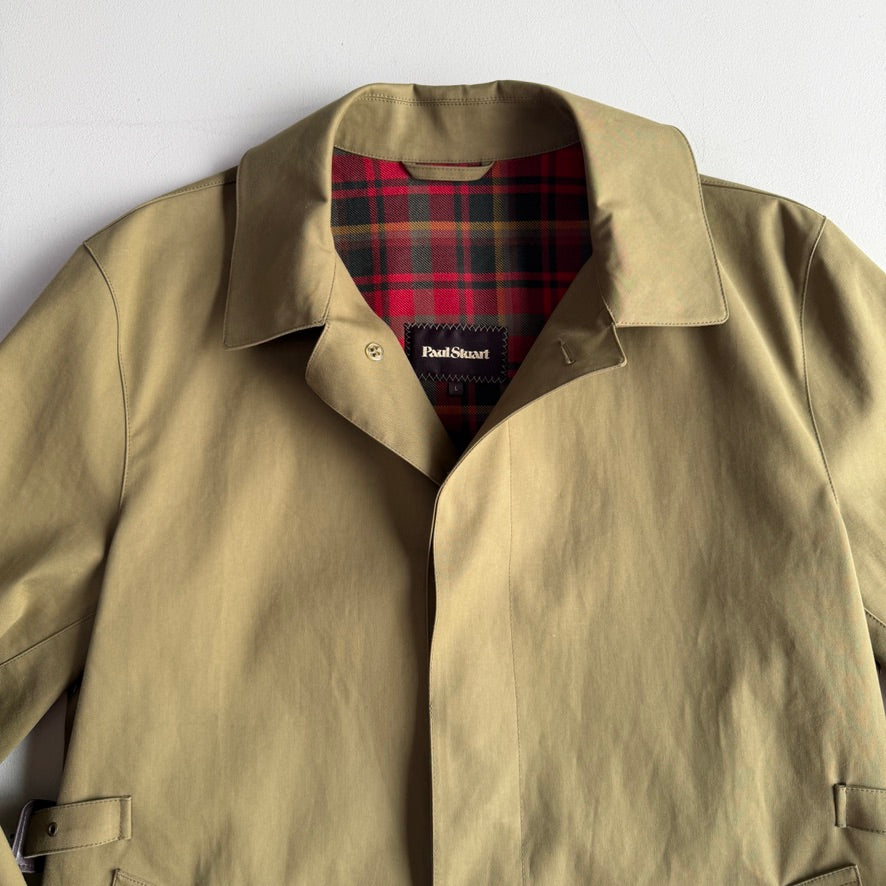 Paul Stuart (L / 42L) Cotton Side-Tab Olive/Khaki Rain Mac Coat