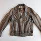 Belstaff Gold Label (L) Taupe Leather Belted Asymmetrical Zip Jacket