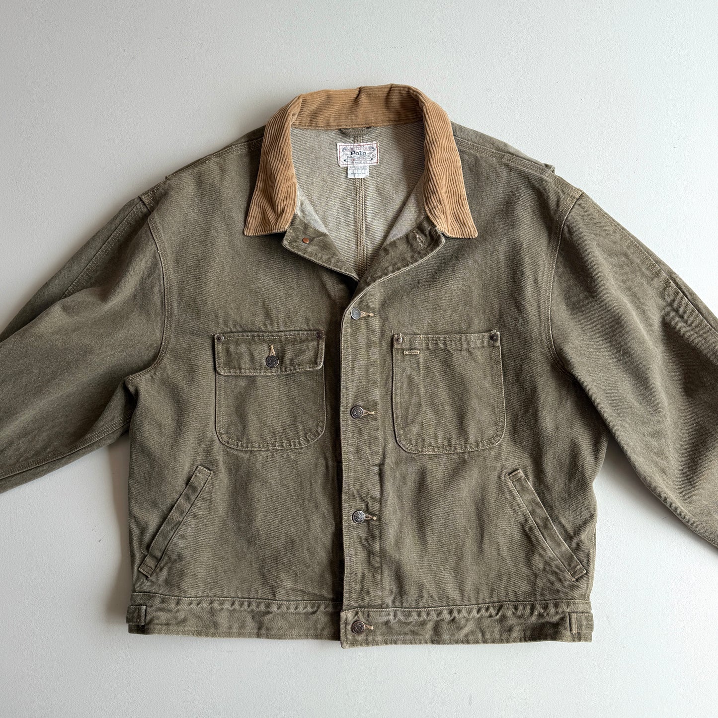 VNTG Polo Ralph Lauren (XL) Sage Green Denim Western Trucker Jacket