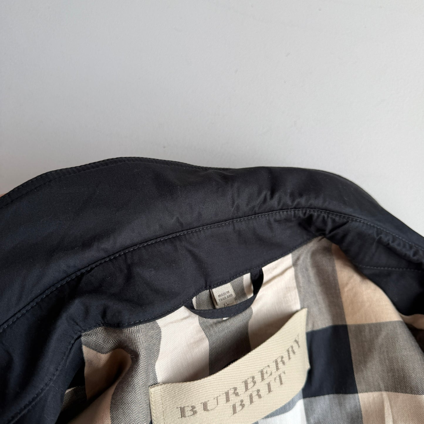 Burberry Brit (XL) 100% Cotton Twill Black Trench Coat
