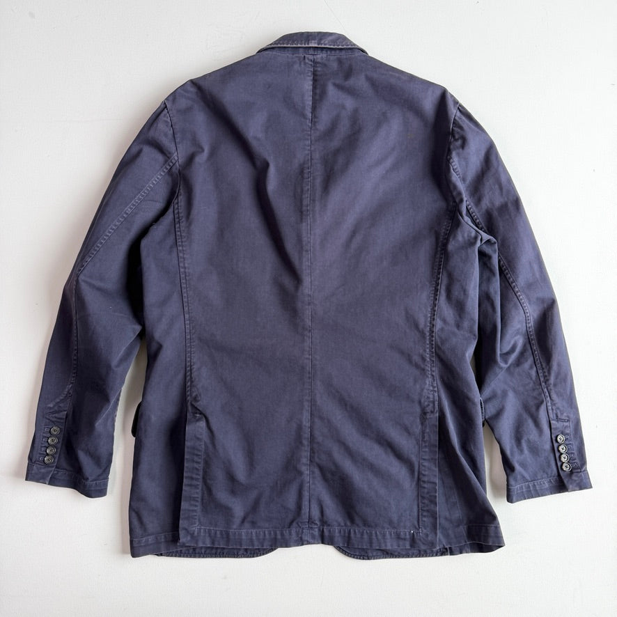 VNTG Polo Ralph Lauren (L / XL) Crest Navy Blue Cotton Twill Sport Coat