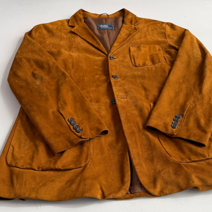 Polo Ralph Lauren (44, fits 44L) Tawny Brown Suede Leather Unstructured Sport Coat