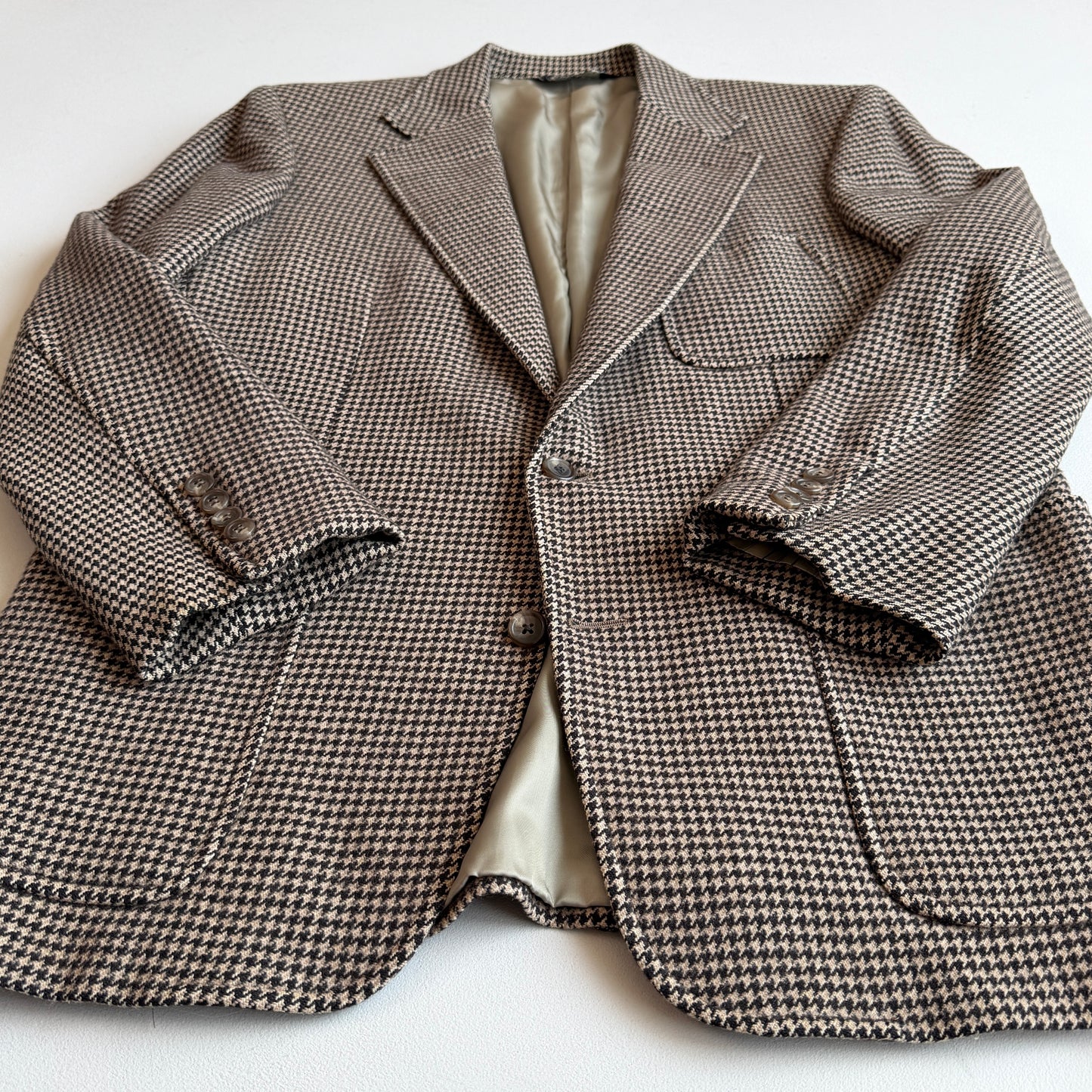 VNTG Polo Ralph Lauren (42R) Wool Houndstooth Brown/Cream Sport Coat