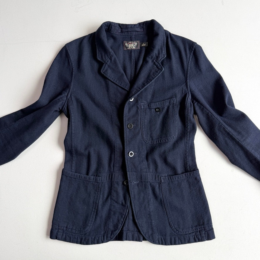 RRL Ralph Lauren (S) Indigo Brushed Cotton/Wool Herringbone Sport Coat