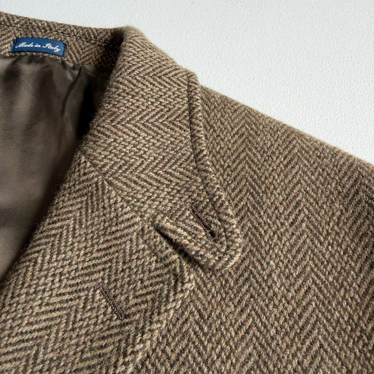 Polo Ralph Lauren (L / 43L) Olive Herringbone/Birdseye Tweed Wool Hacking Jacket