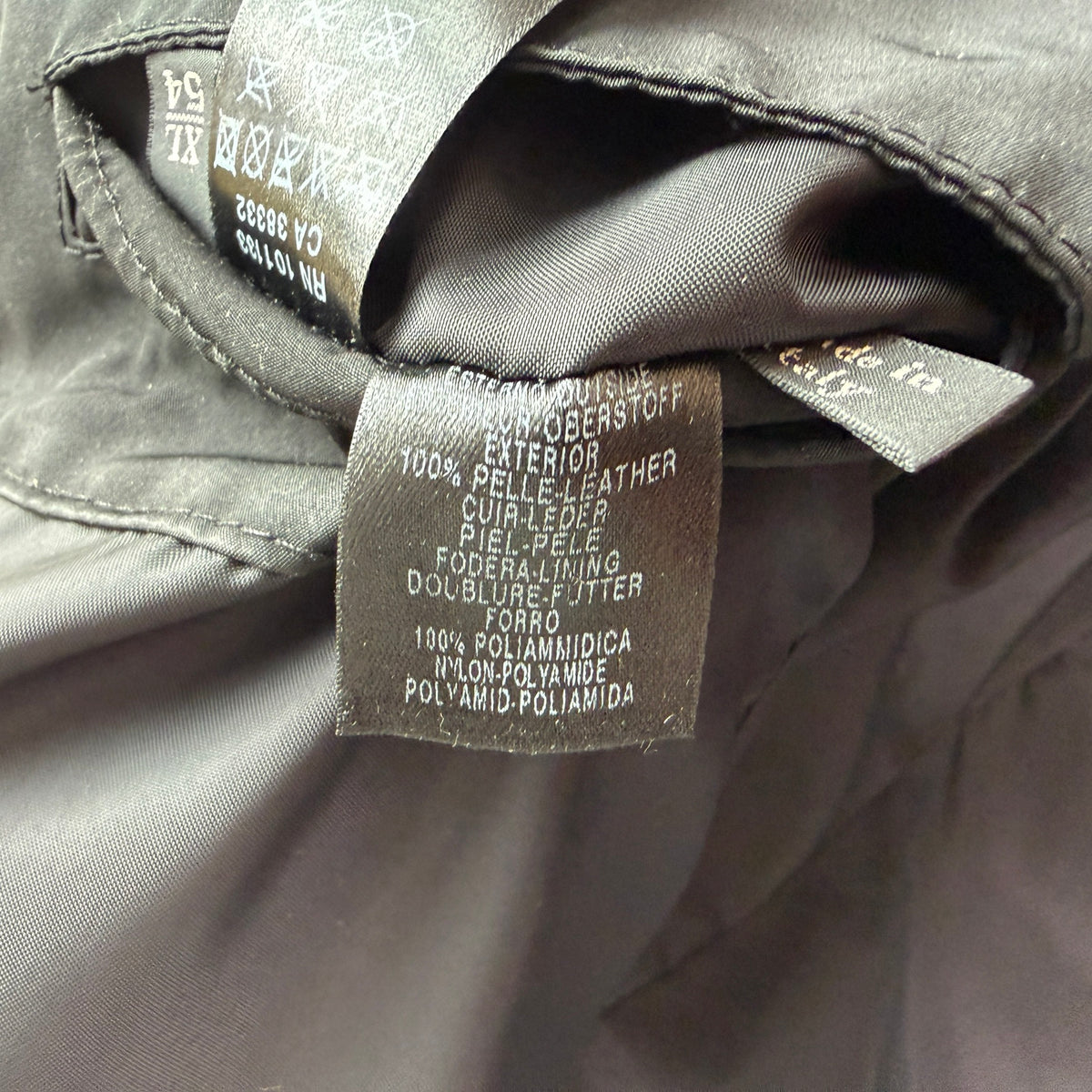 Z Zegna (54 /XL) Leather Charcoal Gray Motorcycle Utility Coat Jcket