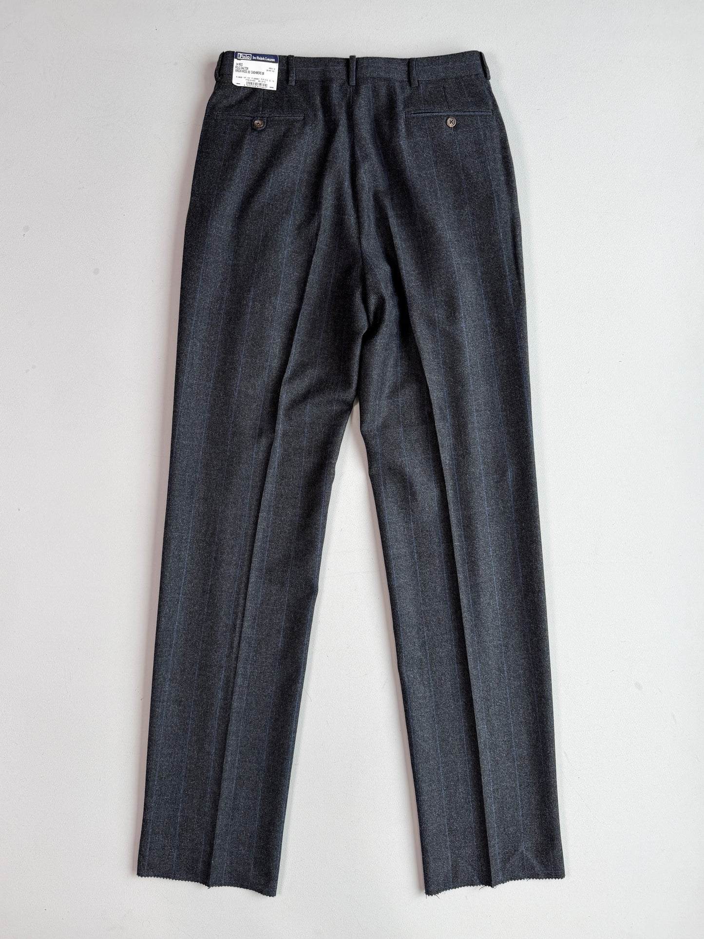 NWT VNTG Polo Ralph Lauren (34W) Wool Pleated Blue-Overcheck Trouser Pants
