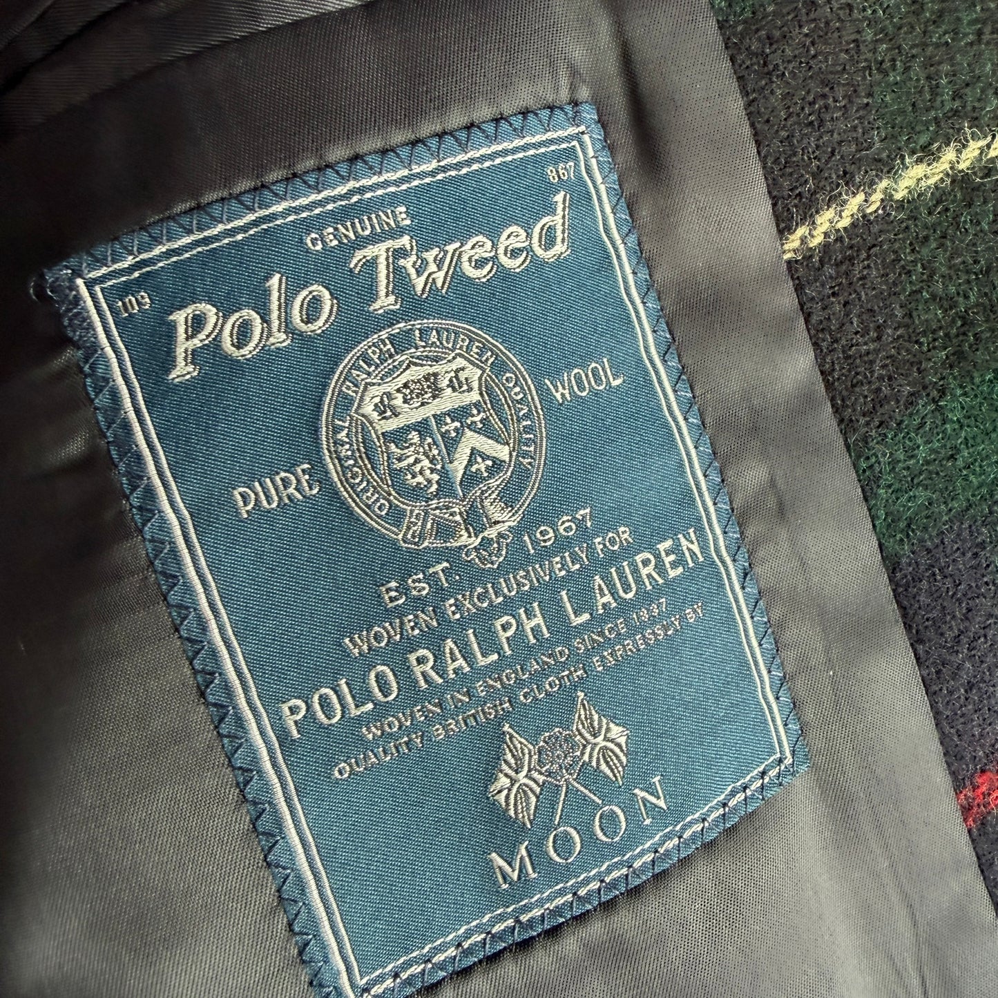 Polo Ralph Lauren (44L) Tartan Velvet Collar Moon Woven Tweed Wool Sport Coat