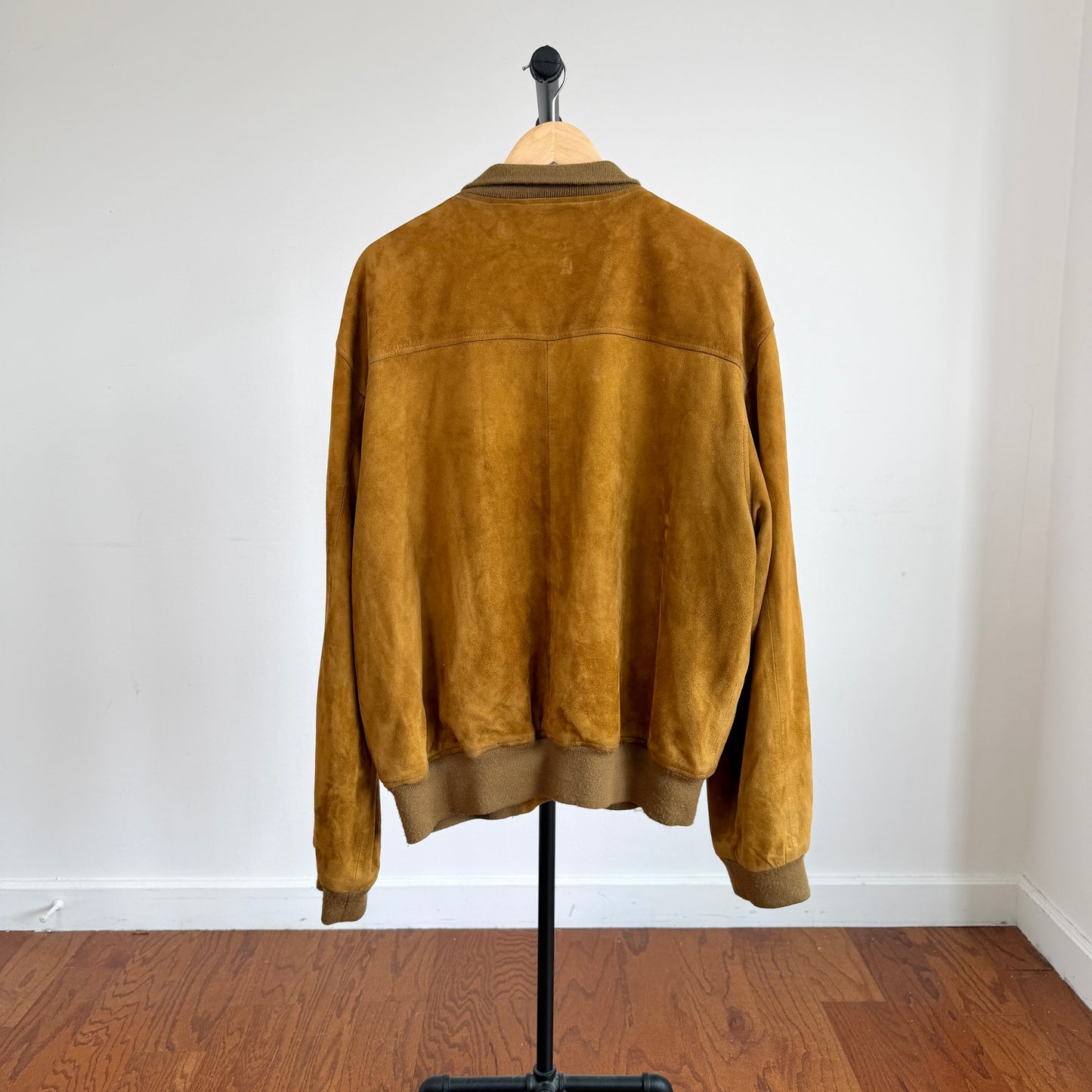 Polo Ralph Lauren (XL) Mustard Brown Suede Leather Button Bomber Jacket