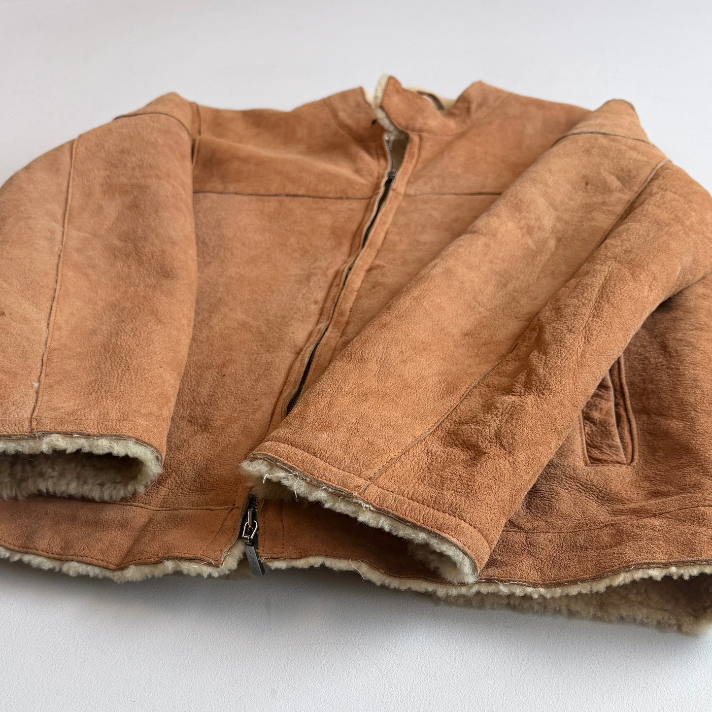 Ermenegildo Zegna (50IT /M) Leather Shearling Tan Bomber Jacket