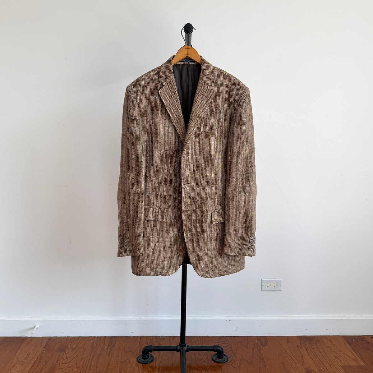 Polo Ralph Lauren (42L) Brown 100% Flax Tweed Herringbone Sport Coat