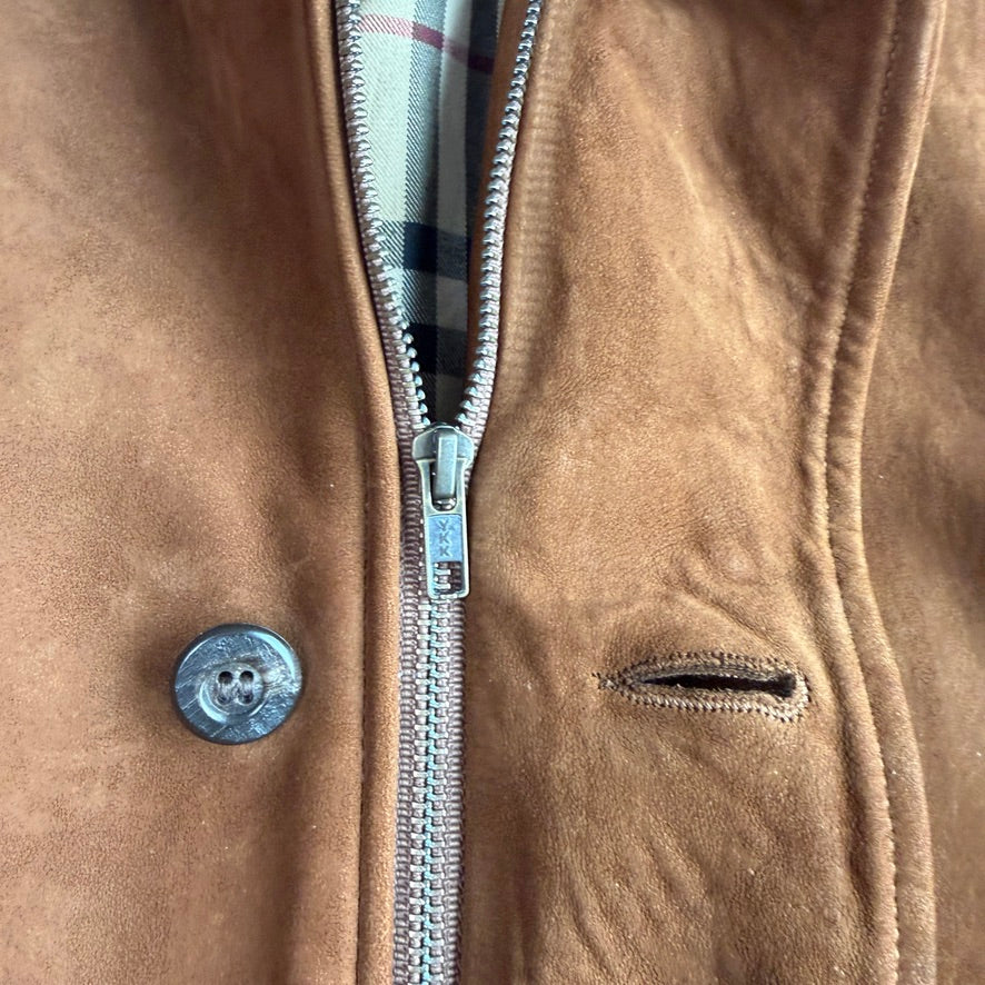 Burberry (XL) Suede Leather Tawny Nova Check Lined Field Coat