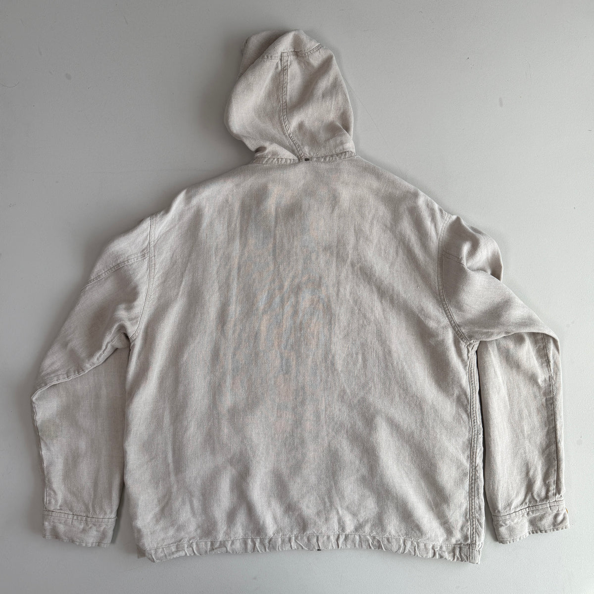 VNTG Polo Ralph Lauren (L) 100% Linen Almond-Color Zip Hooded Jacket